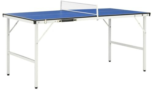 Homgoday Table de Ping-Pong avec Filet 5 Pieds 152x76x66 cm Bleu, Meubles pour Maison Intérieur Extérieur Salon Chambre