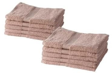 TODAY Lot de 10 Serviettes de Toilette 50x90 cm 100% Coton Rose des sables