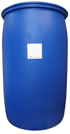 kanister-vertrieb® 220 Liter Spundfass, Wasserfass, Fass HDPE Kunststoff, Farbe blau (220 Fass blau neu) + Etikett