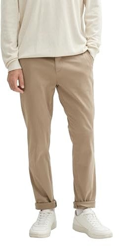 TOM TAILOR Herren Slim Fit Chino Hose mit Gürtel,32240 - Mountain Taupe, 36/32