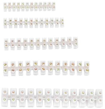 3A/5A/15A/30A/60A Electrical Connector Blocks 12 Way Clear Barrier Block Strip Wire Connector Electrical Choc Blocks Connecting for Wiring Cable Dual Row 12 Position (Pack 2, 15A)