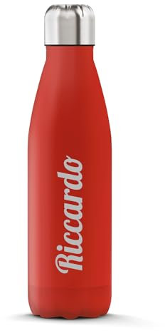 THE STEEL BOTTLE - Incisione a Laser su Bottiglia Termica in Acciaio Inox, Isolamento sottovuoto a Doppia Parete, capacità 750 ml, Chiusura Ermetica, Borraccia Portatile (Red)