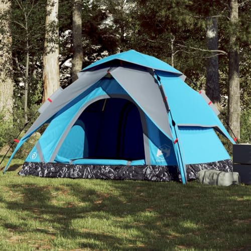 Homgoday Kuppel-Campingzelt 5 Personen Kuppelzelt Zelt Camping Zelt wasserdichte Verdunkelnd Kompakt Zelt Familienzelt für Camping Reise Trekking Garten Blau Quick Release