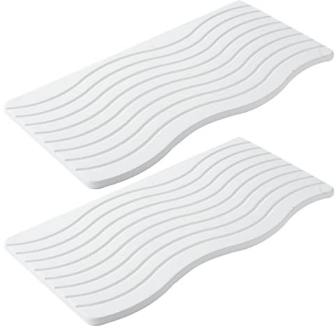 Pasdrucn 2 Stück Badezimmer deko tablett, Kieselgur schmuckschale, Badezimmer tablett Deko Tablett, wellige Form dekoschale, deko Schale, schminktisch deko, Kieselgur tablett (Weiß)