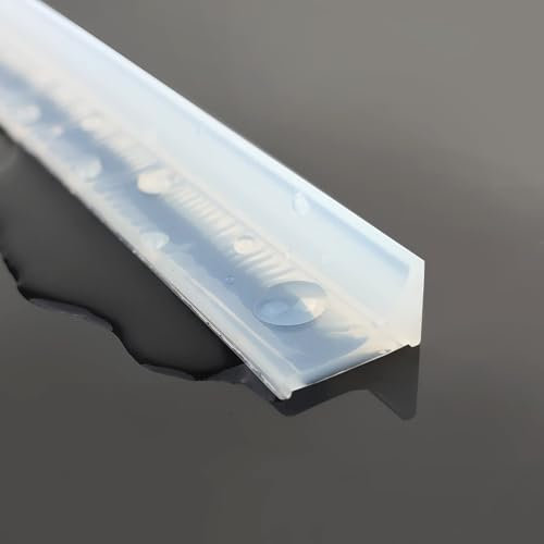 Adoture Curved Splash Guard Strip Dusche Faltbarer Wasserstopper Dusche Duschbarriere Küche Toilette Duschabtrennung (L Type Transparent, 1.5M)