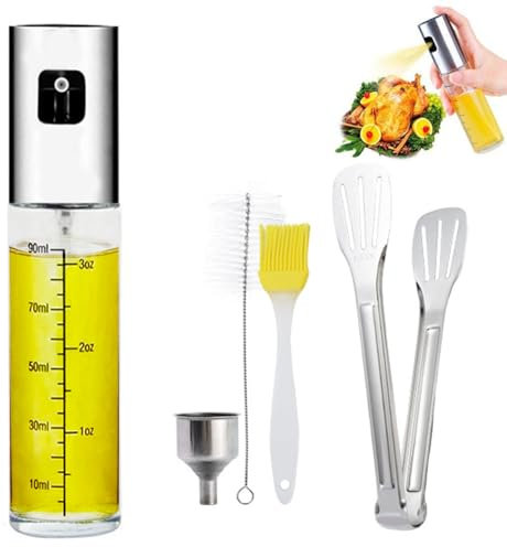 SDKZBFC Pulverizador de Aceite,Botella Pulverizadora de Aceite de Oliva de 100ml Recargable con Escala Air Fryer Accesorios Para Hornear,Ensalada,Parrilla,Barbacoa,Asar