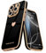 Teageo for iPhone 16 Pro Case with 2 Screen Protector Heart Pattern for Women Girls Luxury Bling Plating Soft TPU Anti-Scratch Shockproof Bumper Phone Case for iPhone 16 Pro, Black