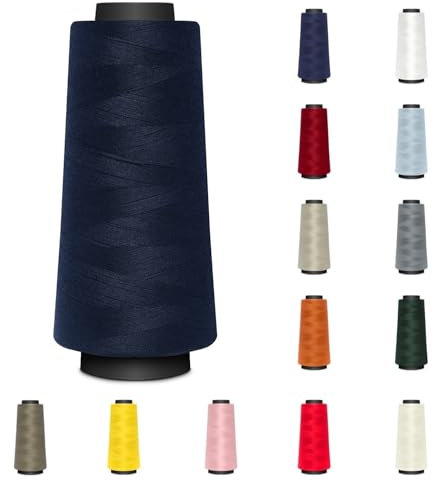 Nähmit - Overlockgarn Nähgarn 1500 Meter - 100% Polyester Garn für Overlock Coverlock & Coverstich Nähmaschinen - Fadenstärke 40/2 (120er) (A14-058-marine)