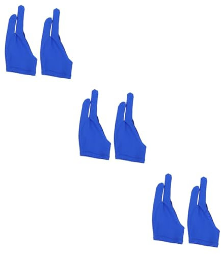 Healeved 6 Pcs Anti- Drawing Glove for Sketch Two Finger Glove Graphic Tablet Glove Pen Display Glove Two Finger Curved Gloves 2 Finger Gloves Digital Art Glove Sketch Gloves Blue