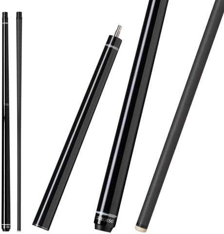 CUEDESG Taco de billar de fibra de carbono, 3 piezas, taco de salto de baja desviación, punta profesional de 13 mm con bolsa de poliuretano (25 onzas, negro)