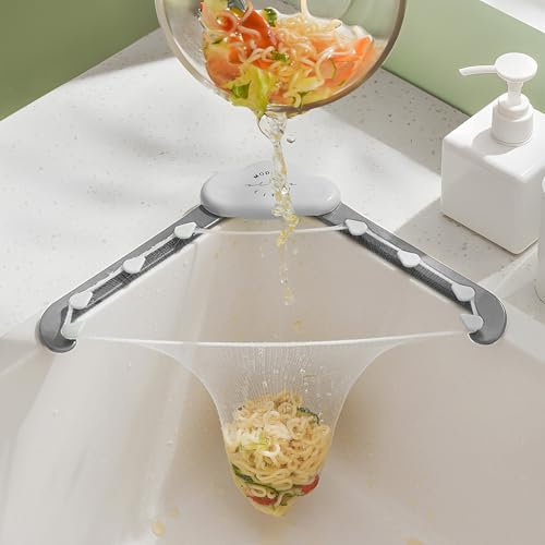Triangular Sink Strainer Basket - Kitchen Sink Food Catcher with 200 Mesh Bags, Corner Sink Food Catcher, Leftovers Filter & Garbage Holder, Anti-Clog Drain Protector for Easy Cleaning