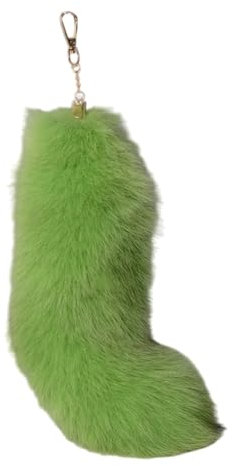Asukohu Porte-clés élégant en forme de queue de renard en peluche avec pendentif en forme de queue de renard, Vert