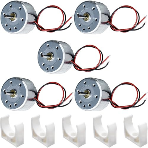 JYUDAUFU 5 Pièces RC300-FT-14270 Micro Moteur DC 3V 5800 RPM Mini moteur électrique avec fil 2 broches avec support, pour RC Toy Car Boat/Mini Fan/DIY/pour Arduino