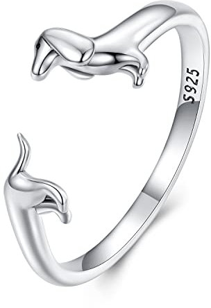 Yapamu Sterlingsilber Dackel-Hund verstellbarer Ring für Damen und Mädchen