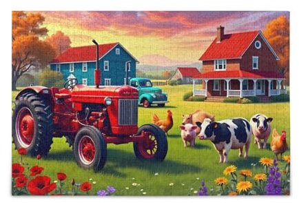 1000 Teile Puzzle Lustiger Traktor Orange Puzzle Spiel Home Wall Artwork Spaß Familie Aktivität