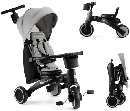 Kinderkraft Jazz 2, ruota 6 in 1 con funzione di corsa, per bambini, passeggino, pieghevole, con accessori, protezione UV UPF50+, dai 9 mesi ai 5 anni, colore grigio