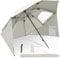 Herrselsam Sombrilla de playa | Robusto paraguas 2 en 1 para playa jardín | protector solar impermeable UV | plegable multifuncional | caqui