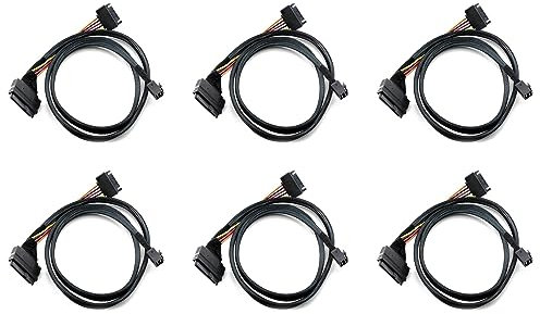 Wzxksoac 6X Mini SAS HD de 12G Incorporado A U.2 / SFF-8643 A SFF-8639 Cable 0.5M con Fuente de Alimentación de 15, Adecuado para U.2 SSD