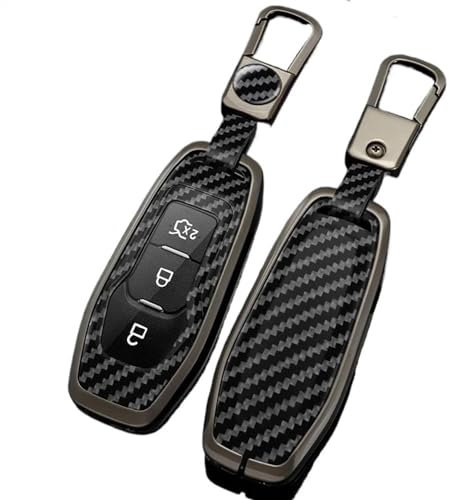 Étui pour clé de Voiture Porte-Couverture pour Clé À Distance De Voiture pour Ford Focus 3 4 St pour Mondeo 5 MK5 pour Mustang F-150 Explorer Edge Fiesta Kuga MK3 4(Carbon Black Set 1)