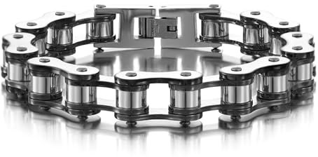 LAFATINA Motocicleta Pulsera de Cadena de Acero Inoxidable Bicicleta Masculino Pulido Pulseras de Eslabones para los Hombres Las Mujeres