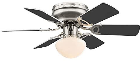 Deckenventilator Ventilator mit Fernbedienung Schlafzimmer Lüfter, silber, Sommer-/Wintermodus 3 Geschwindigkeiten, 1x E27 Fassung, 76 cm