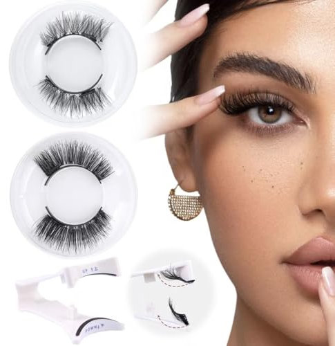 JAWUZ Lot de 2 faux cils magnetique avec boîte, sans colle, avec applicateur