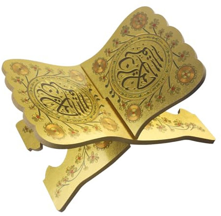JIEBWCHA Support De Livre Ramadans, 29cm Support De Livre De Prières, Kuran Coran Coran Support De Livre Sacré, Composé De Fleurs Et De Textes D'inspiration Islamiqueb, Décoration De Livre