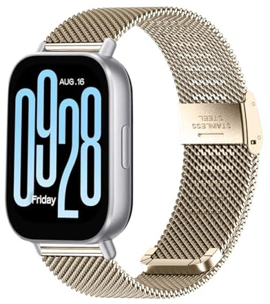 KoGiio 22mm Armband für Xiaomi Redmi Watch 5 Lite/ 5 Active/ S4 Sport / 2/ S3/ 2 Pro, Metall Uhrenarmband Retro Golden