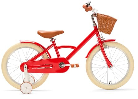 Generation Classic Kinderfahrrad mit Korb 18 Zoll - Rot - Fahrrad mit Stützrädern für Kinder von 5 bis 7 Jahren