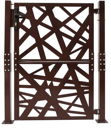 C-Juzarl Gartentür aus Stahl, 105x125cm Zauntor, Gartentore, Hoftor, Eisentor, Gartenpforte, Einfahrtstor, Gartentor Metall Zauntür (Braun)