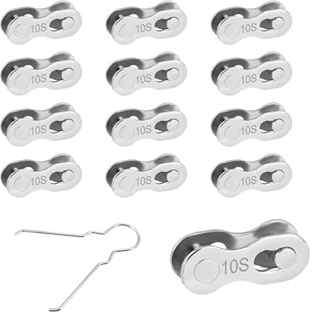 12 Pairs Bicycle Missing Link, 10 Speed Bike Quick Chain Links Quick Release Bicycle Chain Link with Repair Tool Reusable Steel Magic Buckle for Bike Chains