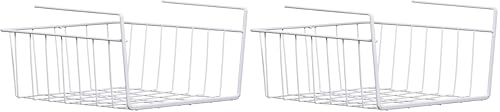 Premier Housewares Under Shelf Storage Basket for Cupboard Shelf Organiser Pantry Storage Baskets,White,.29 cm (Pack of 2)
