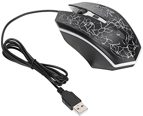 FAUOSWUK Ratón óptico para Jugadores con Cable, Puerto USB Negro, 1600DPI, Accesorios de Ordenador, Negocios de Oficina para XP/Vista/7/8/10