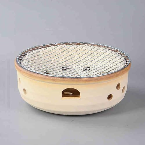 Charcoal Tabletop BBQ Grill Portable Clay Camping Stove White Charcoal Barbecue Ideal for Outdoor Gatherings and Parties.