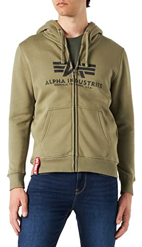 Alpha Industries Herren Basic Zip Hoody Kapuzensweat Für Kapuzenpullover, Olive, M EU