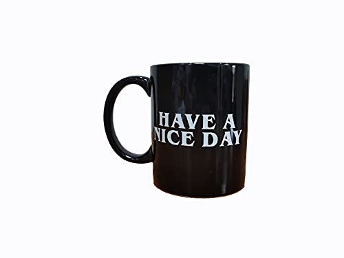 Have a Nice Day Tazza da caffè con dito medio, tazza in ceramica, tazza da tè e succo di latte, 350 ml, colore: nero