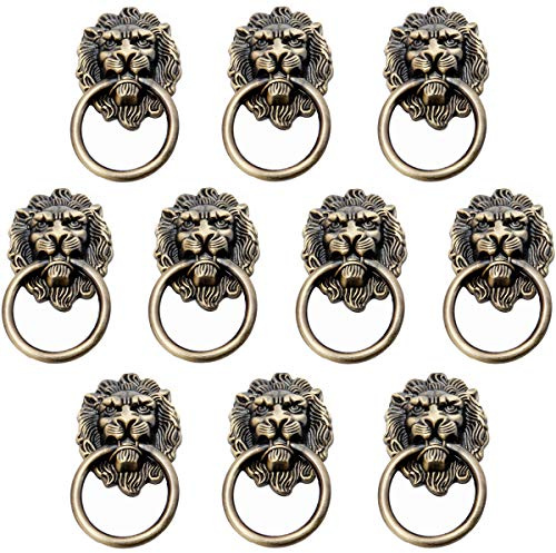 Creatwls Metall Löwe Kopf Design Möbelgriff Schrankgriff Möbelknopf Zink-Legierung Schrankgriff Kabinett Griff Kleiderschrank Knopf Möbelzubehör - 10pcs