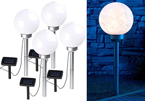 Lunartec Solar-LED-Leuchtkugel: 4er-Set Solar-LED-Leuchtkugeln, rotierender Effekt, Erdspieß, Ø 20 cm (Kugelleuchte, Kugeln, Beleuchtung)