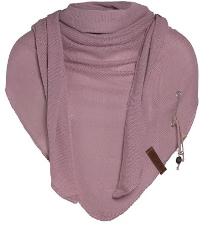 KNIT FACTORY - Lola Dreieckstuch - Fein Gestrickter Damen Schal - Tuch Schal - Für Frühling und Sommer - Baumwollmix - Alt Rosa - 190x85 cm