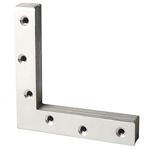 SAYAYO Flat L Shape Repair Mending Plate Joint Bracket Support Brace 120mm x 120mm, Stainless Steel Angle Corner Brackets Brushed Finished, 8 Pack