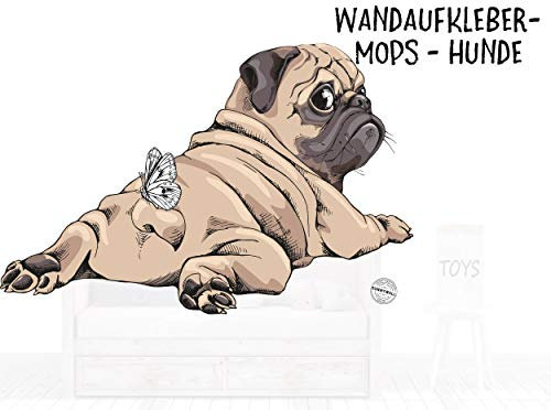 Sunnywall Wandtattoo Aufkleber Mops liegend Junge Hund