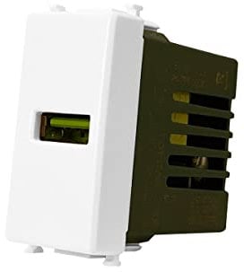 LEDLUX LL511W - Módulo cargador USB 5 V 2,1 A compatible con placa Vimar Plana color blanco de pared para caja 503 504 505 carga rápida