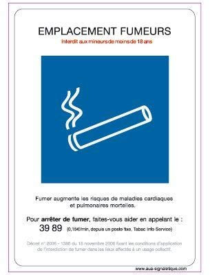 AUA SIGNALETIQUE - Panneau Emplacement Fumeurs - 150x210 mm, Vinyl adhésif