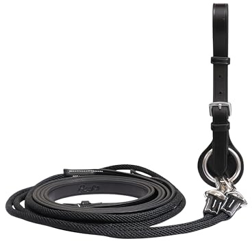 ExionPro Redini Mezza Corda in Mezza Pelle con Manico di Protezione Fibbia | Opzione Black, Havana Brown - Over, Full, COB, Pony (Nero,Std - Pelle VT (Advance Rider))