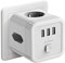 USB Steckdosenwürfel,JSVER Steckdosenleiste 3 Fach mit 3 USB Steckdosenadapter (2 Eurosteckdose und 1 Schuko) 6 in1 Powercube Mehrfachsteckdose Ladegerät Schreibtisch Ohne Kabel mit Schalter-Weiß
