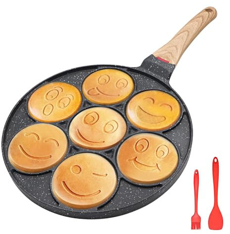 Bobikuke Poêle à Pancakes, Poêle à Crêpes pour Enfants Antiadhésif Plat à Crêpes pour le Petit-Déjeuner 26 cm - Noir