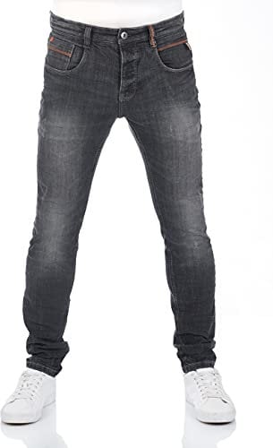 riverso RIVCaspar Jean pour Homme Coupe Slim Look usé Coton Denim Stretch Noir Bleu Gris W29 W30 W31 W32 W33 W34 W36 W38 - Noir - 32W x 34L