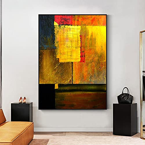 Moderne zeitgenössische übergroße Wandkunst abstrakte Kunst Ölgemälde auf Leinwand Poster und Drucke Große gerahmte Drucke Kunstdekor 70x125cm (28x49in) mit Rahmen