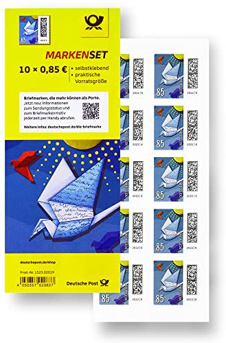 10 Stück 0,85 EUR 85 Cent postfrische Briefmarken | Frankaturware Markenset (Motiv: Brieftaube) selbstklebend