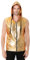 COSAVOROCK Herren 70er Jahre Disco Kostüm Metallic Hemd Pailletten Weste Hässliche Glänzend Bronzing Hoodie Gold L